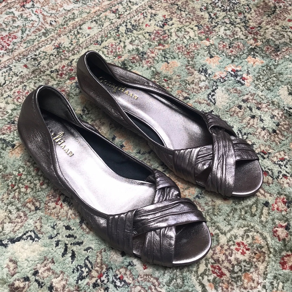 Cole Haan Nikeair silver sandals.